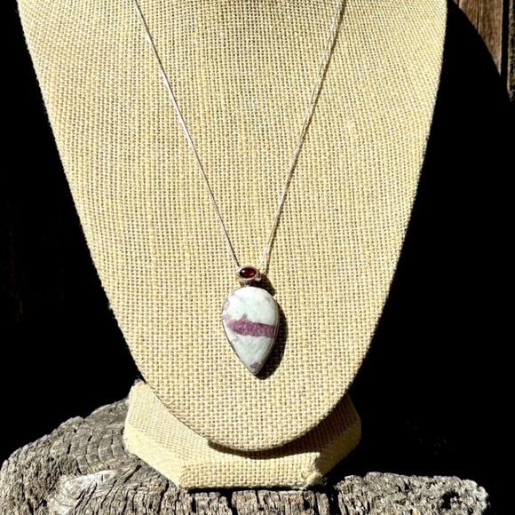 Pink Tourmaline in Quartz & Garnet Necklace